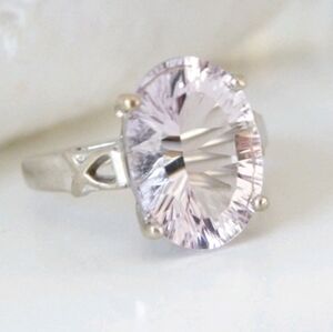RARE Designer Signed Pink Kunzite Breast Cancer Awareness Ribbon Ring